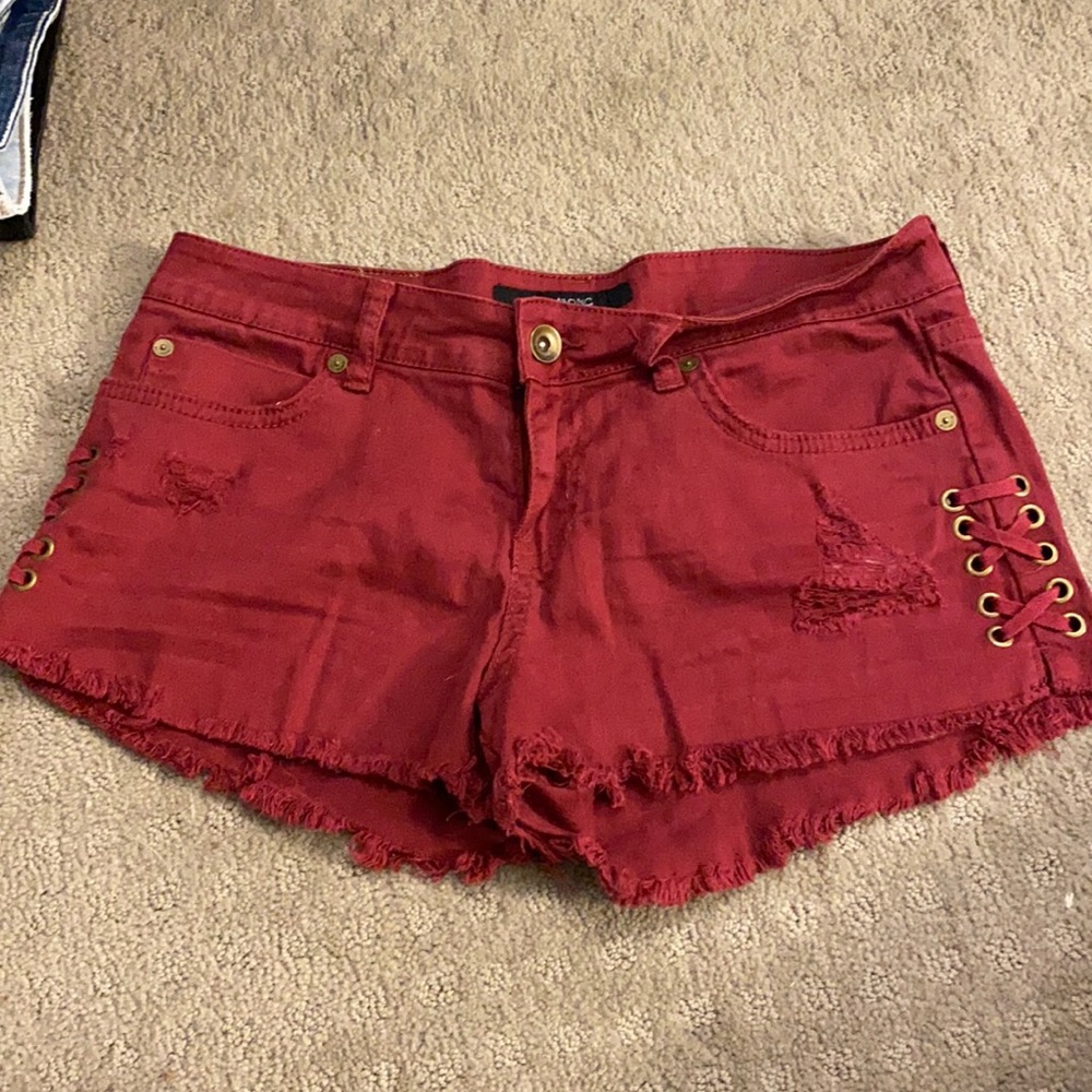 Red denim Billabong shorts